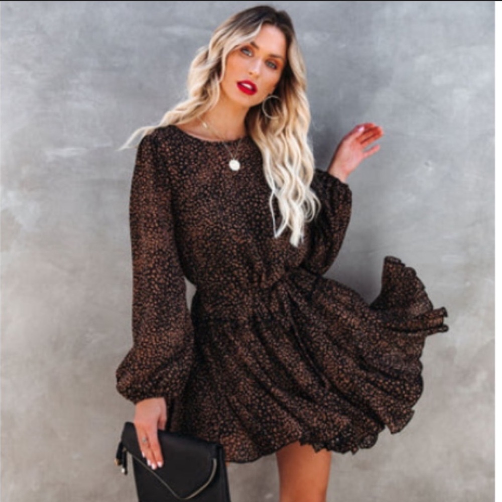 Vici Collection Schultz Leopard Print Ruffle Dress